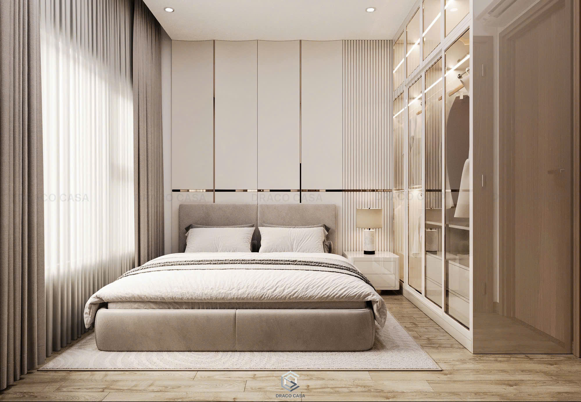 Thiết kế nội thất chung cư 2 phòng ngủ hiện đại - tối giản