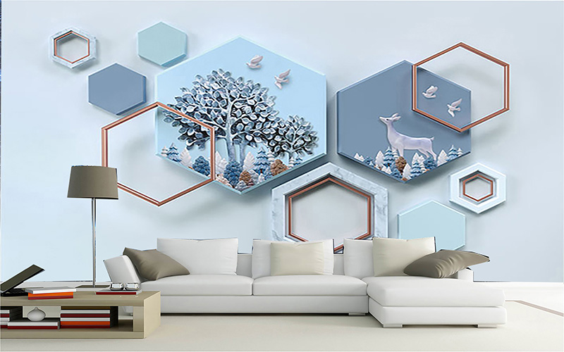 Thiết kế nội thất với vải dán tường tranh 3d. 