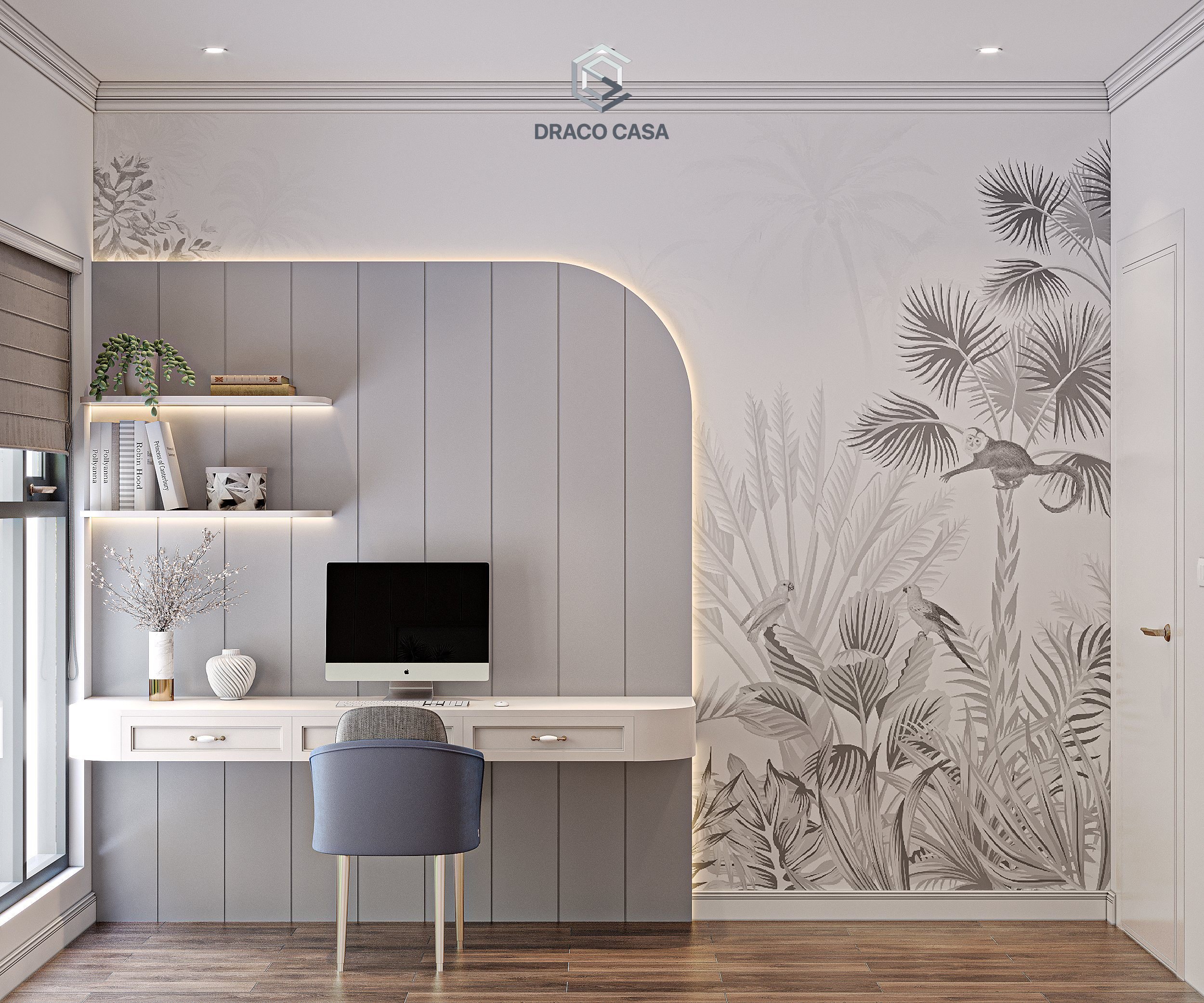 Draco casa thi công nội thất đa dạng phong cách với vải dán tường. 